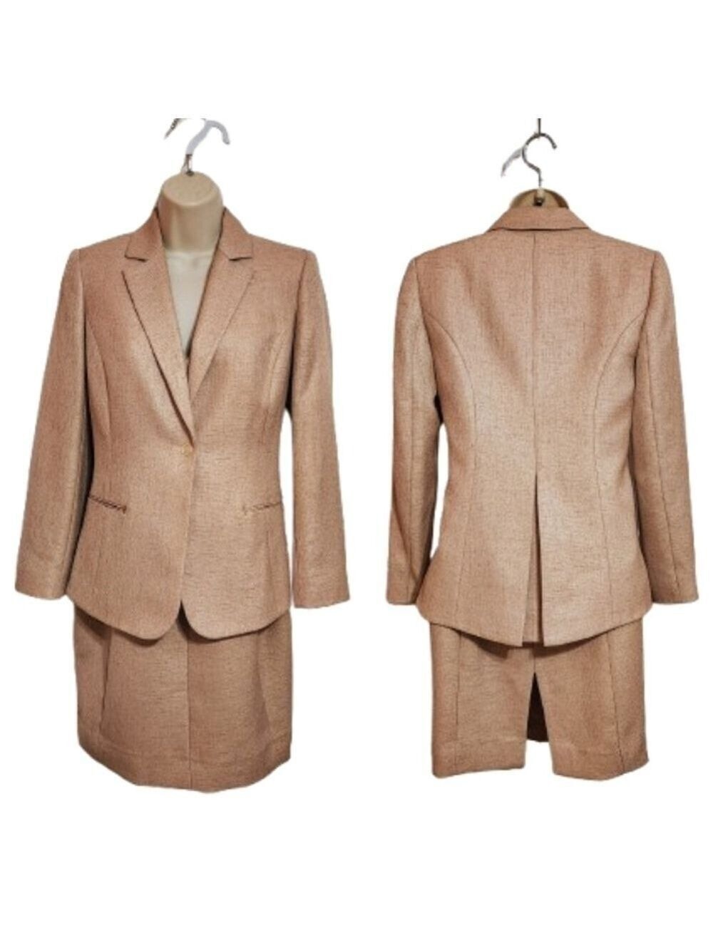 Elie Tahari Gold Blazer Sheath Dress Suit Size 2 4